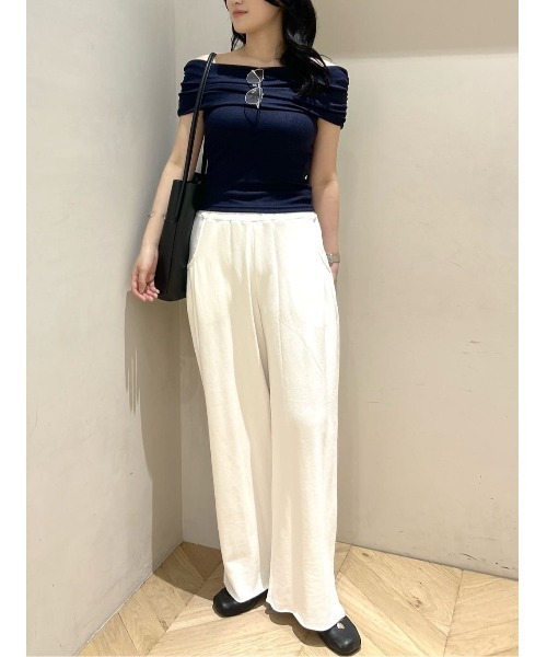 tシャツ ギャザーオフショルトップ レディースの画像