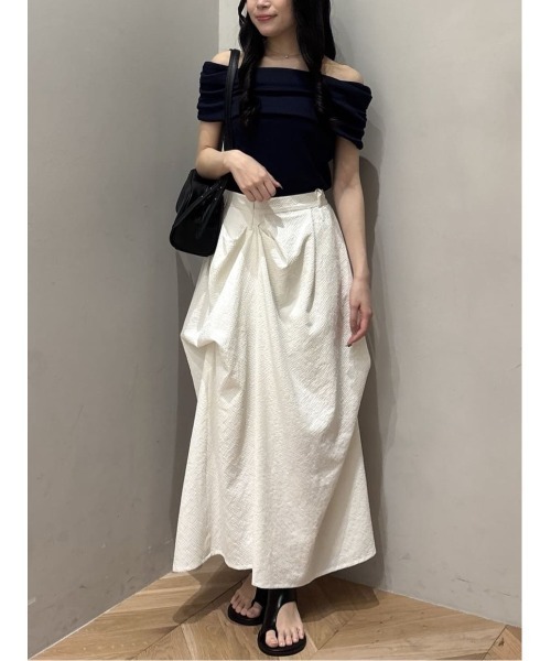 tシャツ ギャザーオフショルトップ レディースの画像