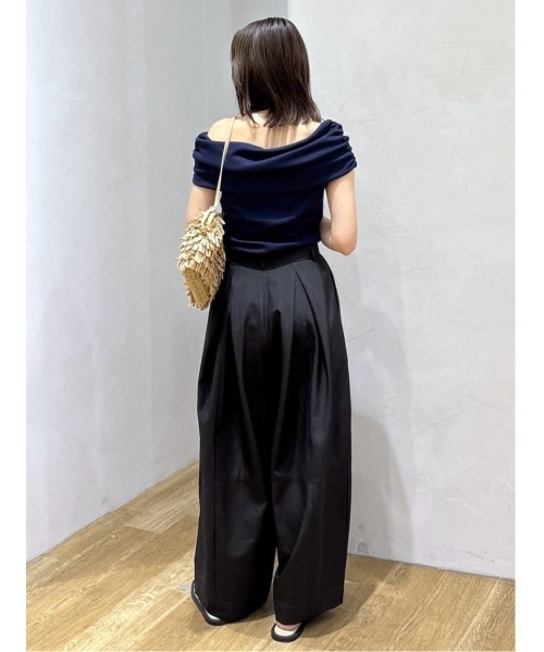 tシャツ ギャザーオフショルトップ レディースの画像