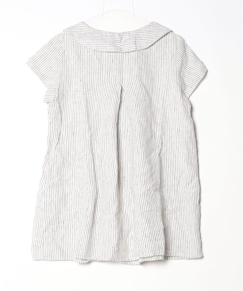 「fog linen work」 ストライプ柄半袖チュニック - ホワイト レディース_画像2