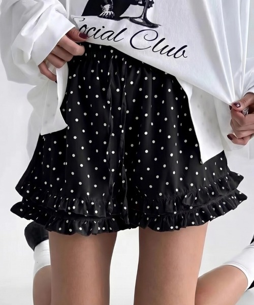 FEKETE ドットフリルショートパンツ　M パンツ ドット柄フリルショートパンツ レディース : ZOZOTOWN Yahoo!店