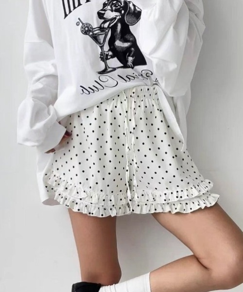 パンツ ドット柄フリルショートパンツ レディース : ZOZOTOWN Yahoo!店