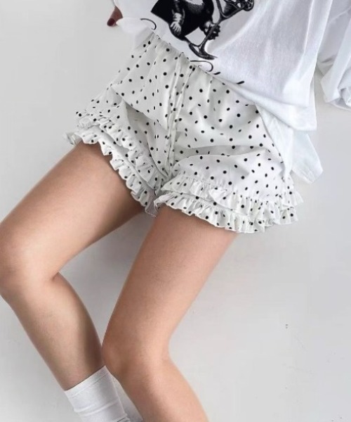 パンツ ドット柄フリルショートパンツ レディース : ZOZOTOWN Yahoo!店