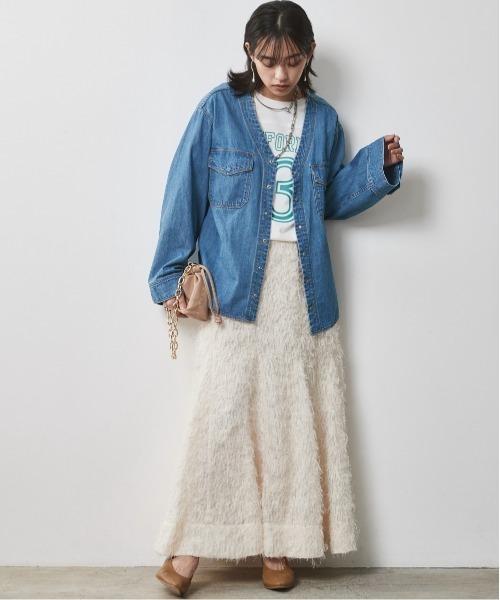「CHIC STYLE」 長袖ブラウス 4L ブルー レディース_画像2