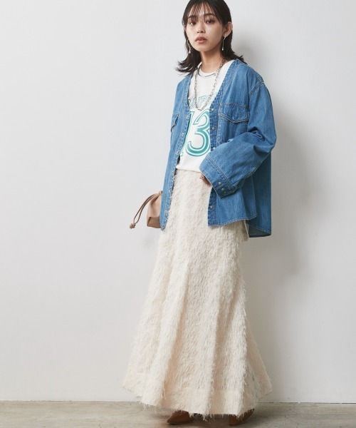「CHIC STYLE」 長袖ブラウス 4L ブルー レディース_画像3