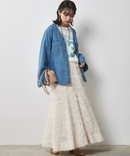 「CHIC STYLE」 長袖ブラウス 4L ブルー レディース_画像4