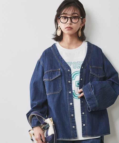 「CHIC STYLE」 長袖ブラウス 4L ブルー レディース_画像6