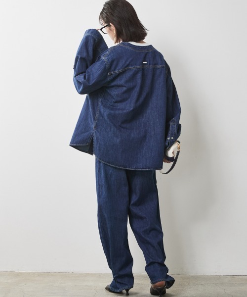 「CHIC STYLE」 長袖ブラウス 4L ブルー レディース_画像7