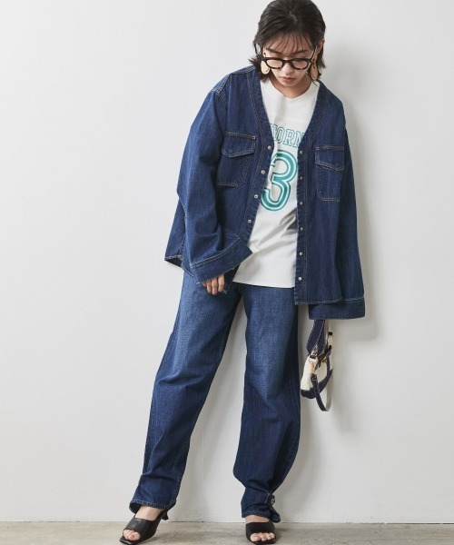 「CHIC STYLE」 長袖ブラウス 4L ブルー レディース_画像9