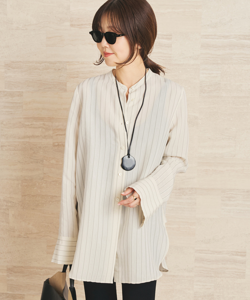 Plage R’IAM ストライプシャツ plage（プラージュ） ブラウス シャツ R'IAM シアーストライプシャツ