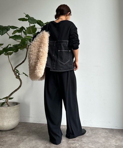 「DouDou」 長袖カットソー FREE 青味 レディース