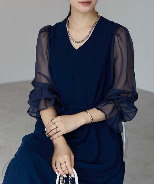 「PREFERIR」 長袖ワンピース LARGE ブラック レディース_画像9