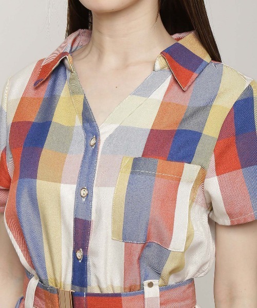 「REDYAZEL」 シャツワンピース MEDIUM ネイビー レディース_画像8