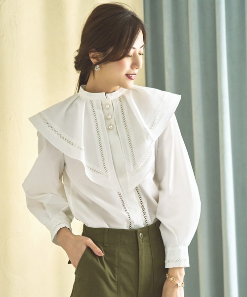 「RUIRUE BOUTIQUE」 長袖ブラウス L グリーン レディース_画像3