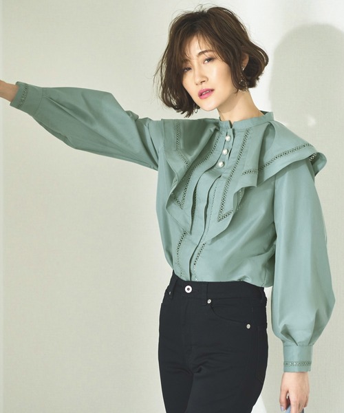 「RUIRUE BOUTIQUE」 長袖ブラウス L グリーン レディース_画像8