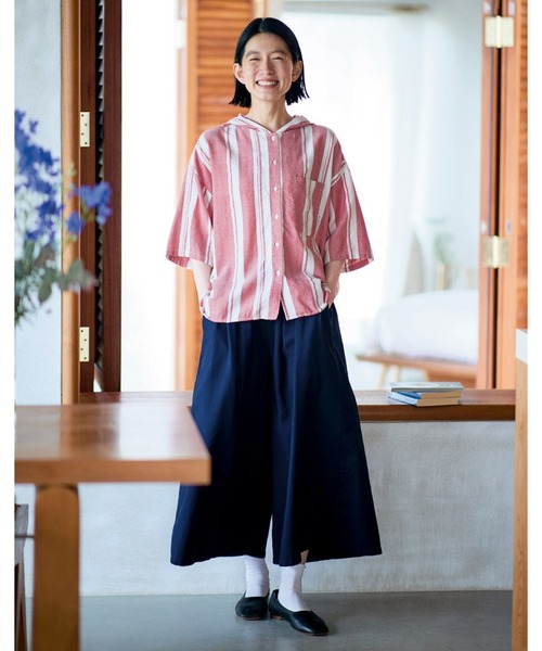 「Sunny clouds」 クロップドパンツ 3L ネイビー レディース_画像5
