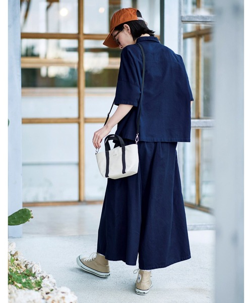 「Sunny clouds」 クロップドパンツ 3L ネイビー レディース_画像7