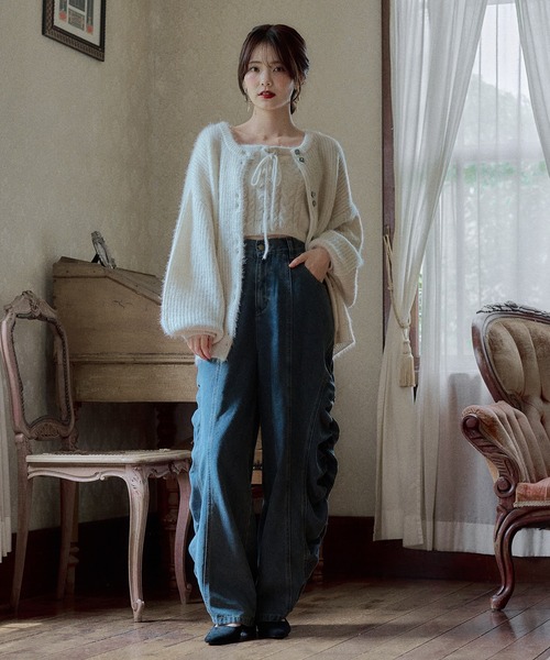 Mideal スパンコールニットアンサンブル セットアップ F mideal（マイディール） アンサンブル spangle knit ensemble