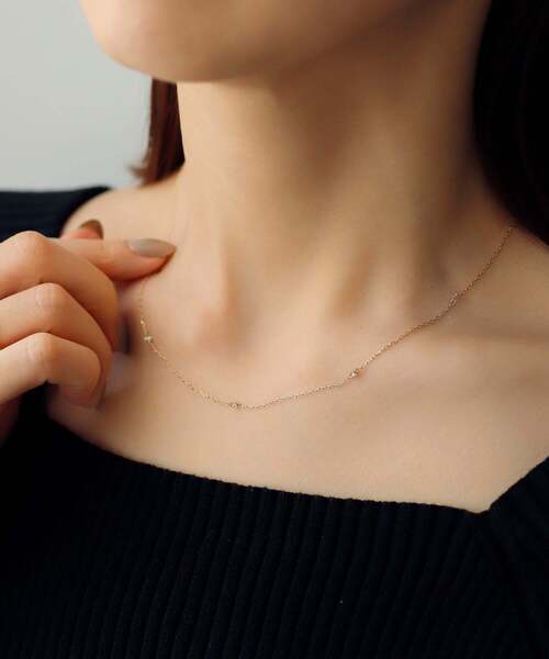 ネックレス Nudie Diamond・5粒ネックレス「クリア」 レディースの画像