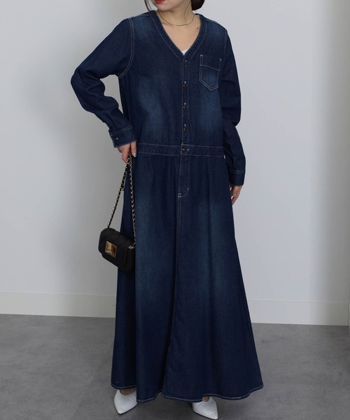 RANAN（ラナン） ワンピース ヴィンテージ ロング丈デニムワンピース