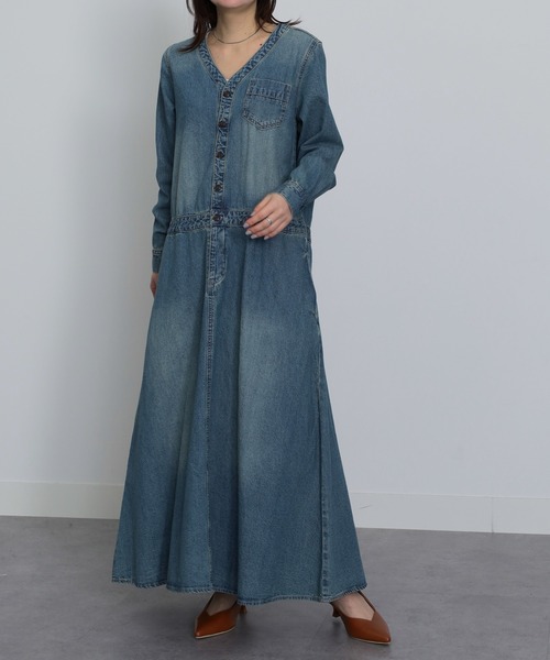 大人 可愛い 服  ワンピース RANAN ロング丈デニムワンピース Yahoo ZOZOTOWN : ワンピース