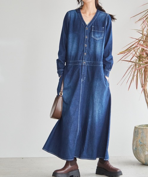 RANAN（ラナン） ワンピース ヴィンテージ ロング丈デニムワンピース