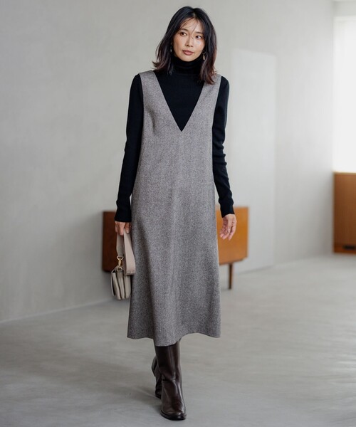 【完売商品】ツイードジャンパーワンピース ツイードジャンパーワンピース/ベージュ | DRESS | OBLI
