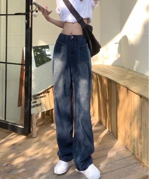 ジーンズ デニム デニムパンツ ベイカー ポケット ワイド