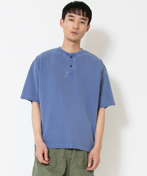 Johnbull tシャツ ピグメントダイカノコヘンリーネックTシャツ