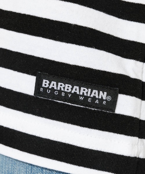 極美品　BARBARIANバーバリアン ボーダーTシャツ M ヘンリーネック Barbarian tシャツ 「BARBARIAN/バーバリアン」ヘンリーネック