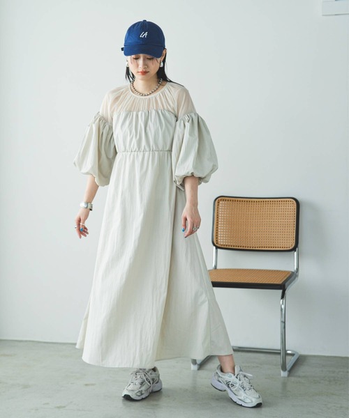 bohmal（ボマール） ワンピース タフタ×チュールドッキングワンピース