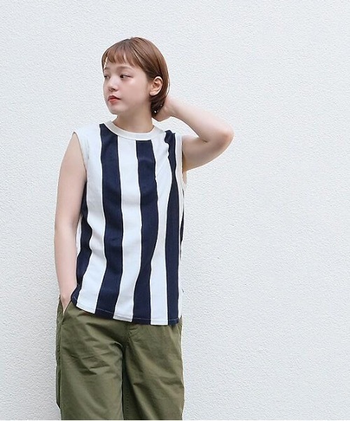 tシャツ vent blanc/ヴァンブラン カノコボーダー コンビ タンクトップ レディース