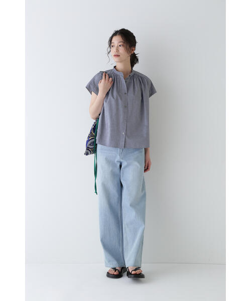 ブラウス シャツ リネン フレンチスリーブ スキッパー シャツ レディース ROPE' PICNIC ブラウス シャツ フレンチスキッパーブラウス