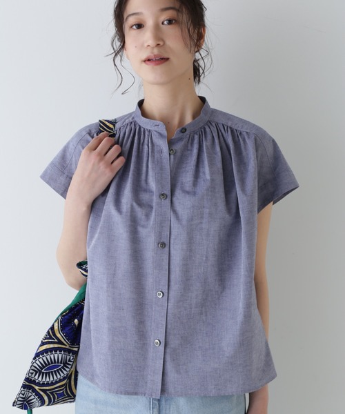ブラウス シャツ フレンチスリーブブラウス レディース ur's ブラウス シャツ ラッフルデザインフレンチスリーブ