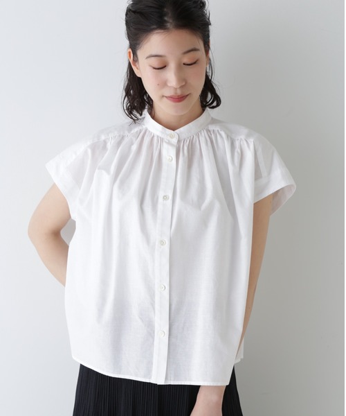 human woman（ヒューマンウーマン） ブラウス シャツ 半袖 綿麻
