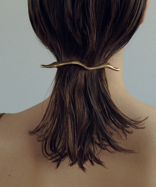 GOLDY ヘアクリップ ニュアンス ウェービー ライン バレッタ