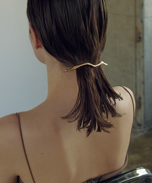 GOLDY ヘアクリップ ニュアンス ウェービー ライン バレッタ