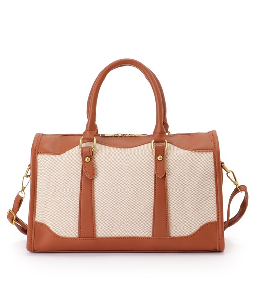 ELBORN バイカラー ボックスボストン　ハンドバッグ Lace Ladies（レースレディース） ボストンバッグ ストラップ付き バイ