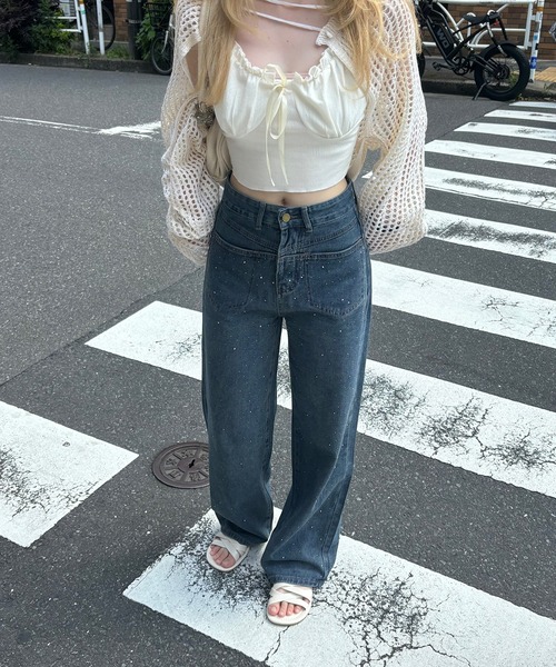 RiLi パンツ デニム ジーンズ キラキラスタッズデニム「RL