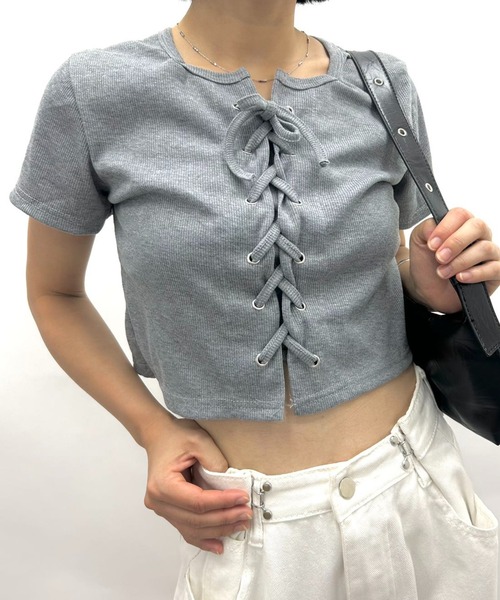 tシャツ リブTシャツ レディース 楽天市場】リブ カットソー（スタイル（ネック）クルーネック