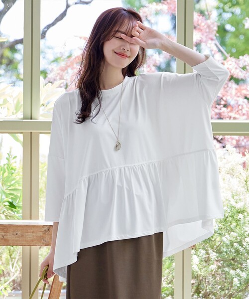 Tiaclasse ポンチョ ギャザーポンチョカットソープルオーバー