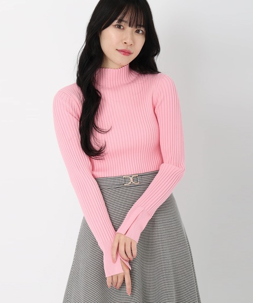 タグ付き新古品★STRAWBERRYFIELDS【ストロベリーフィールズ】 七分袖タートルネックセーター【2/レディースM程度/ホワイト×ブラック/ボーダー柄】Tops/knit◆BJ036-a STRAWBERRY-FIELDS - タグ付き新古品☆STRAWBERRYFIELDS 七分袖