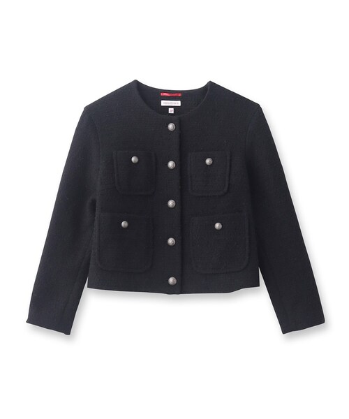 ドレステリア ブラックツイードショートジャケット DRESSTERIOR ジャケット ノーカラージャケット 「サスティナブル