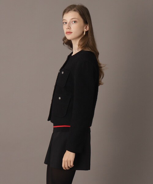 DRESSTIERIOR ブラックツイードショートジャケット DRESSTERIOR（ドレステリア） ジャケット ノーカラージャケット