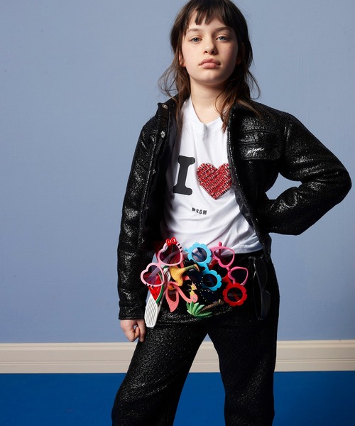 MSGM KIDS tシャツ ”I LOVE MSGM” ビジュー Tシャツ キッズ 子供服