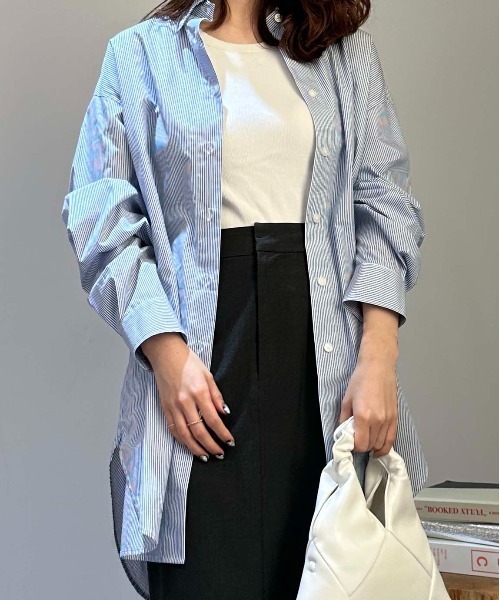 マルチサイズ ブラウス シャツ ビッグロングシャツ レディース