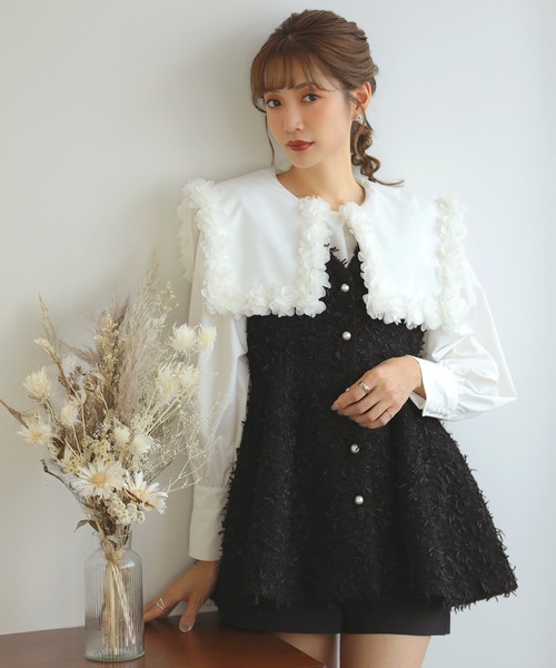 MERAKI ベスト ジレ パールボタンツイードジレ レディース : ZOZOTOWN