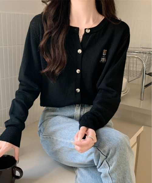 カーディガン ベア 刺繍 シンプル ニット レディース : ZOZOTOWN Yahoo