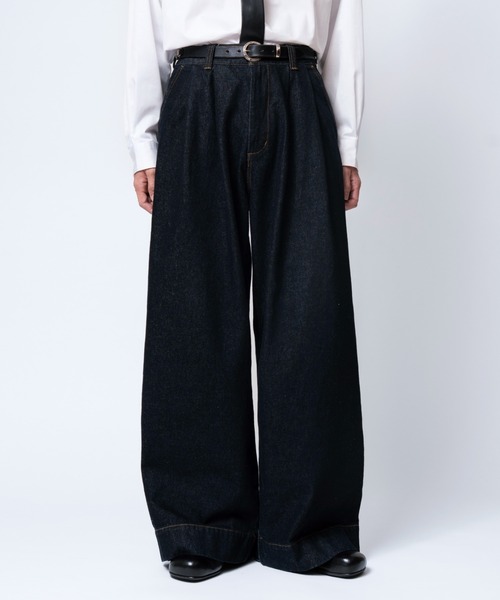 soerte ワイドパンツ ジーンズ Wide Buggy Vintage Like Denim Pants 