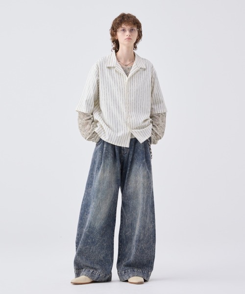 [即完売] soerte バギーワイドデニム　サイズ1 soerte ジーンズ WIDE BUGGY VINTAGE LIKE DENIM PANTS ” MUD